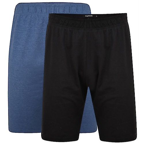 Bigdude Twin Pack Classic Pyjama Shorts Black / Denim Marl